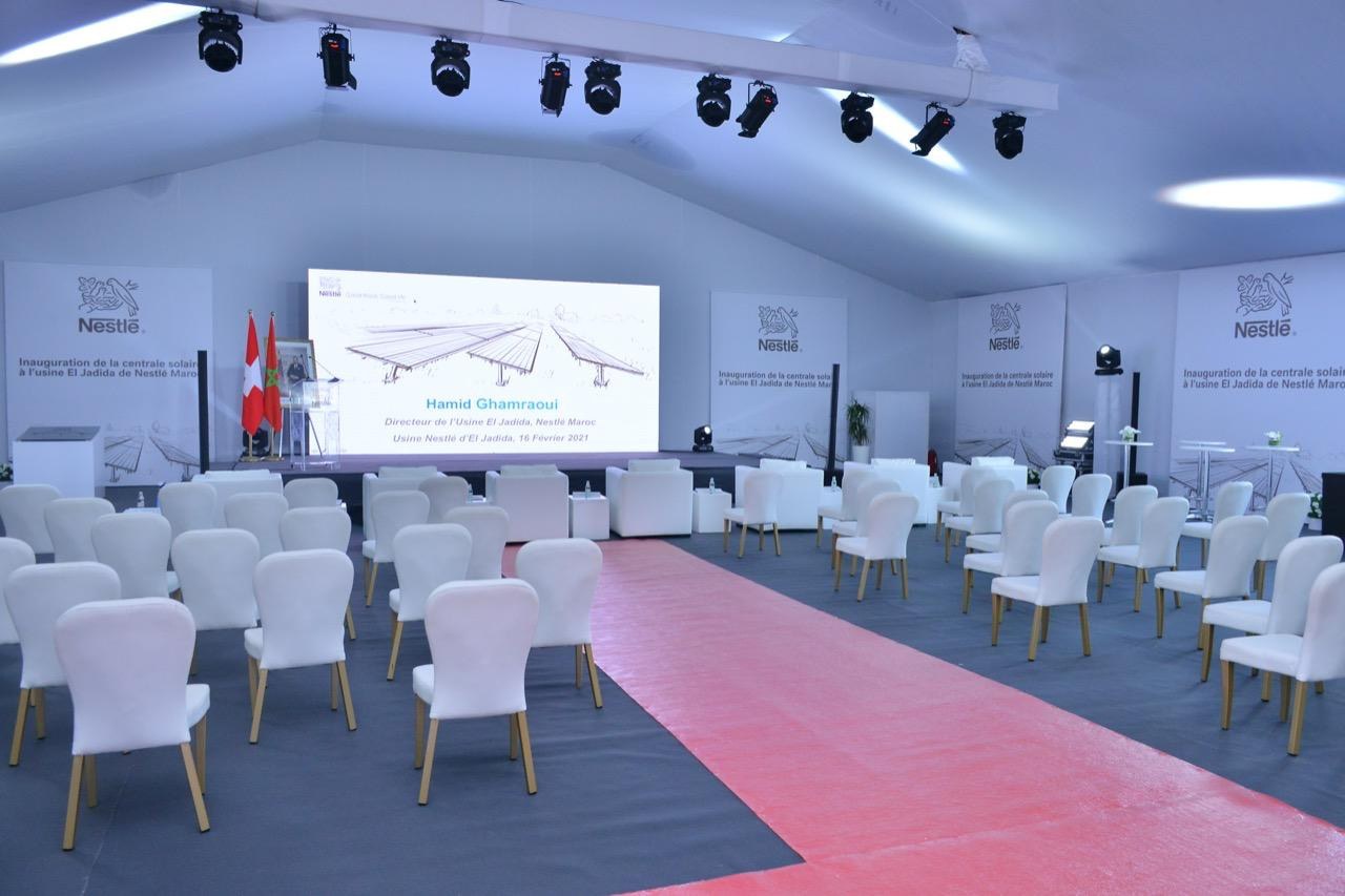 Espace de réception pour un événement professionnel au Maroc